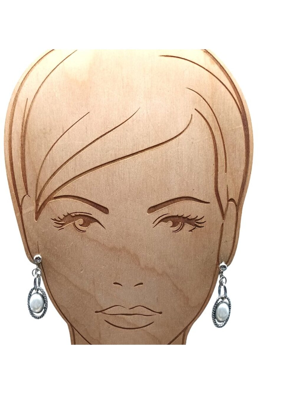 Premier Designs Clip-On Earrings With Faux Pearl Ovals & Twisted Silver-Tone Acc